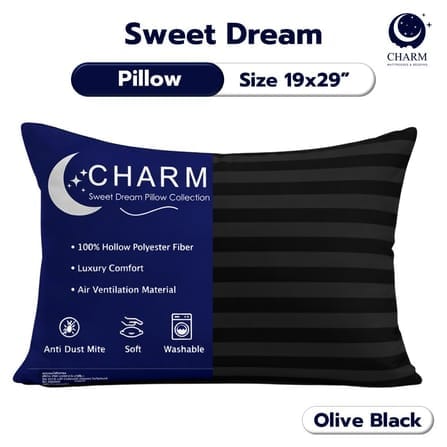 หมอนหนุน CHARM SWEET DREAM ซื้อ 1 แถม 1 ขนาด 19X29 นิ้ว 1000 กรัม สี OLIVE BLACK_1
